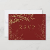 Elegant Red en Gold Leaf RSVP-kaart RSVP Kaartje (Voorkant)