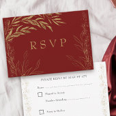 Elegant Red en Gold Leaf RSVP-kaart RSVP Kaartje