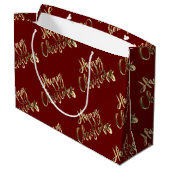Elegant Red en Gold look Script Happy Kerstmis Groot Cadeauzakje (Achterkant Gekanteld)