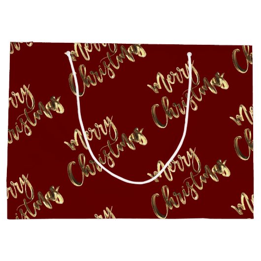 Elegant Red en Gold look Script, prettig kerstfees Groot Cadeauzakje (Achterkant)