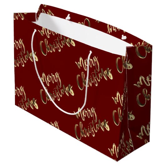 Elegant Red en Gold look Script, prettig kerstfees Groot Cadeauzakje (Achterkant Gekanteld)