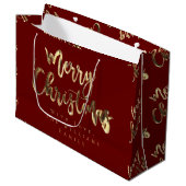 Elegant Red en Gold look Script, prettig kerstfees Groot Cadeauzakje (Voorkant Gekanteld)