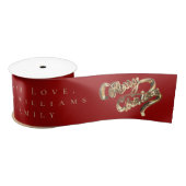 Elegant Red en Gold look Script, prettig kerstfees Satijnen Lint (Spoel)