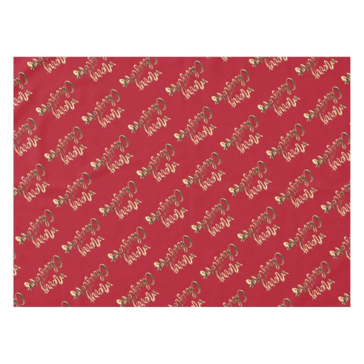 Elegant Red en Gold look Script, prettig kerstfees Tafelkleed (Voorkant (Horizontaal))