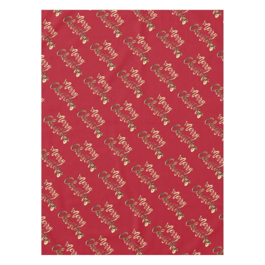 Elegant Red en Gold look Script, prettig kerstfees Tafelkleed (Voorkant)