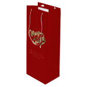 Elegant Red en Gold look Script, prettig kerstfees Wijn Cadeautas (Voorkant Gekanteld)