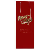 Elegant Red en Gold look Script, prettig kerstfees Wijn Cadeautas (Voorkant)