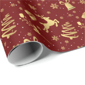 Elegant Red en Gold Luxury kerstcadeau Cadeaupapier (Rol Hoek)