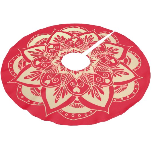 Elegant Red en Gold Mandala Boho Kerstmis Kerstboom Rok (Gekanteld)