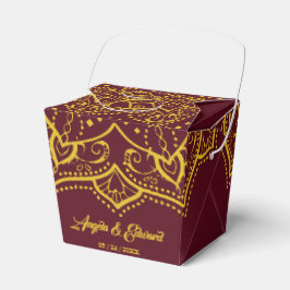 Elegant Red en Gold Mandala Wedding Favor Box Bedankdoosjes