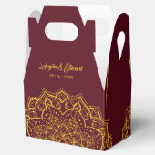 Elegant Red en Gold Mandala Wedding Favor Box Bedankdoosjes (Geopend)
