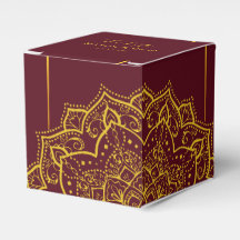 Elegant Red en Gold Mandala Wedding Favor Box