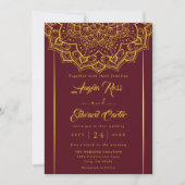 Elegant Red en Gold Mandala Wedding Invitation Save The Date (Voorkant)