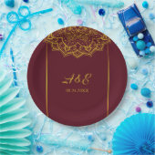 Elegant Red en Gold Mandala Wedding Papieren Bordje (Feest)