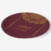 Elegant Red en Gold Mandala Wedding Papieren Bordje (Gekanteld)
