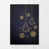 Elegant Red en Gold Merry Kerstmis Drieluik Wenskaart (Cover)