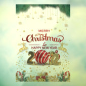 Elegant Red en Gold Merry Kerstmis Raamsticker (Vel 3)