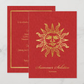 Elegant Red en Gold Metallic Summer Solstice Kaart (Voorkant / Achterkant)