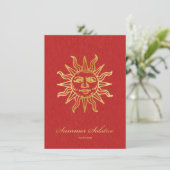 Elegant Red en Gold Metallic Summer Solstice Kaart (Staand voorkant)