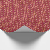 Elegant Red en Gold Quatre Floral Festive Damask Cadeaupapier (Hoek)