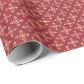 Elegant Red en Gold Quatre Floral Festive Damask Cadeaupapier (Rol Hoek)