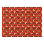 Elegant Red en Gold Reindeer Kerstmis Tafelkleed (Voorkant (Horizontaal))
