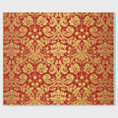 Elegant Red en Gold Royal Damask Pattern Cadeaupapier (Vlak)