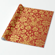 Elegant  Red en Gold Royal Damask Pattern