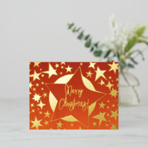 Elegant Red en Gold Script Merry Kerststerren