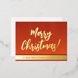 Elegant Red- en Gold-script, prettig kerstfeest Folie Feestdagen Briefkaart
