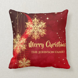 Elegant Red en Gold Snowflake kerst  Kussen