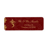 Elegant Red en Gold Vinayaka Wedding Etiket (Voorkant)