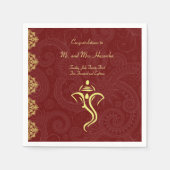 Elegant Red en Gold Vinayaka Wedding Napkins Servetten (Voorkant)