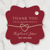 Elegant Red en Gold Wedding Bedankjes Labels (Achterkant)