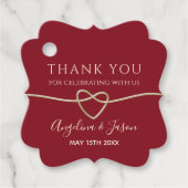 Elegant Red en Gold Wedding Bedankjes Labels (Voorkant)