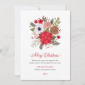 Elegant Red en Green Floral met kerstgriep Feestdagenkaart (Voorkant)