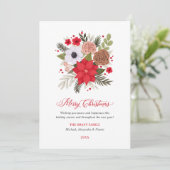 Elegant Red en Green Floral met kerstgriep Feestdagenkaart (Staand voorkant)