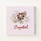 Elegant Red en Green Floral Notitieboek (Achterkant)