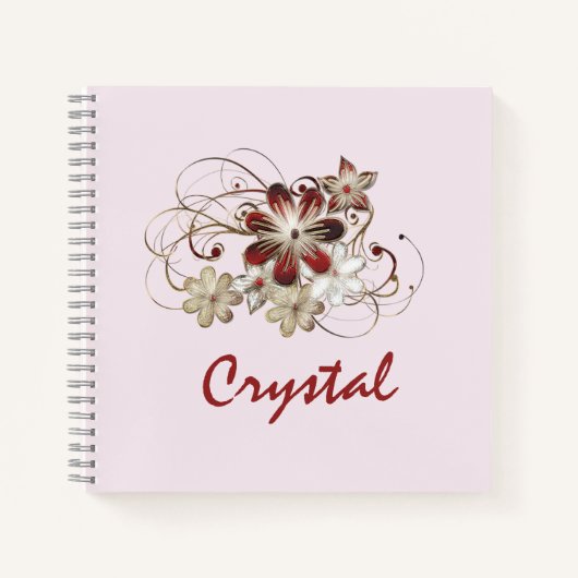 Elegant Red en Green Floral Notitieboek (Voorkant)