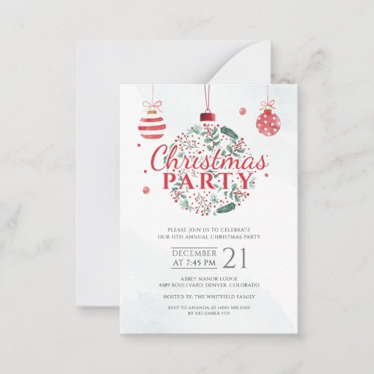 Elegant Red en Green Kerstfeestdag Notitiekaartje (Voorkant)