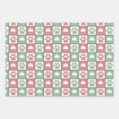 Elegant Red en Green Paw print kerstpatroon  Inpakpapier Vel (Voorkant 2)