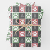 Elegant Red en Green Paw print kerstpatroon Inpakpapier Vel (In situ)