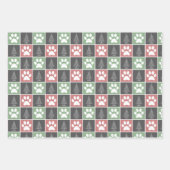 Elegant Red en Green Paw print kerstpatroon  Inpakpapier Vel (Voorkant)
