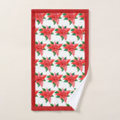 Elegant Red en Green Poinsettia Floral Kerstmis Bad Handdoek (Handdoek)