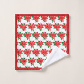 Elegant Red en Green Poinsettia Floral Kerstmis Bad Handdoek (Wasdoekje)