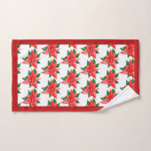 Elegant Red en Green Poinsettia Floral Kerstmis Bad Handdoek (Handdoek)