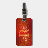 Elegant Red en Oranje Mandala Monogrammed Bagagelabel (Voorkant verticaal)