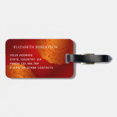 Elegant Red en Oranje Mandala Monogrammed Bagagelabel (Achterkant horizontaal)