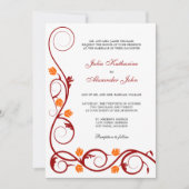 Elegant Red en Oranje Swirls Wedding Kaart (Voorkant)