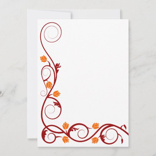 Elegant Red en Oranje Swirls Wedding Kaart (Achterkant)